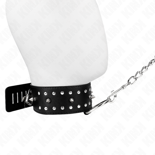 KINK - COLLIER LAISSE CLOUTÉ ARGENT 65 CM MODÈLE 1 RÉGLABLE 36-43 CM X 5 CM