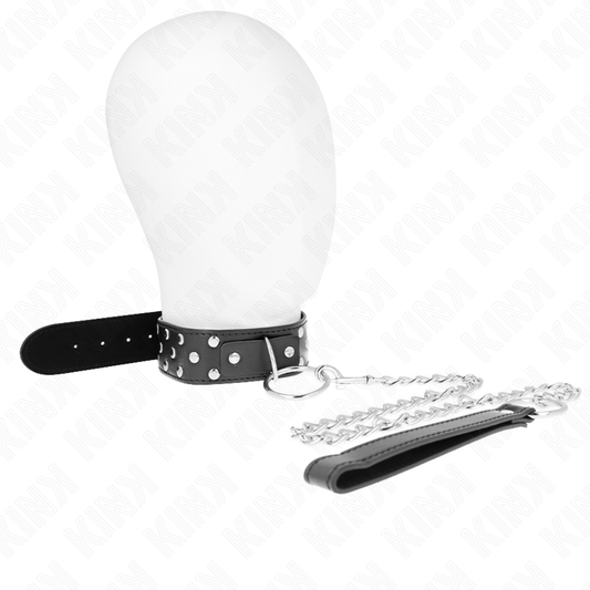 KINK - COLLIER AVEC LAISSE 65 CM ANNEAU RIVET NOIR RÉGLABLE 36-50 CM X 3,8 CM