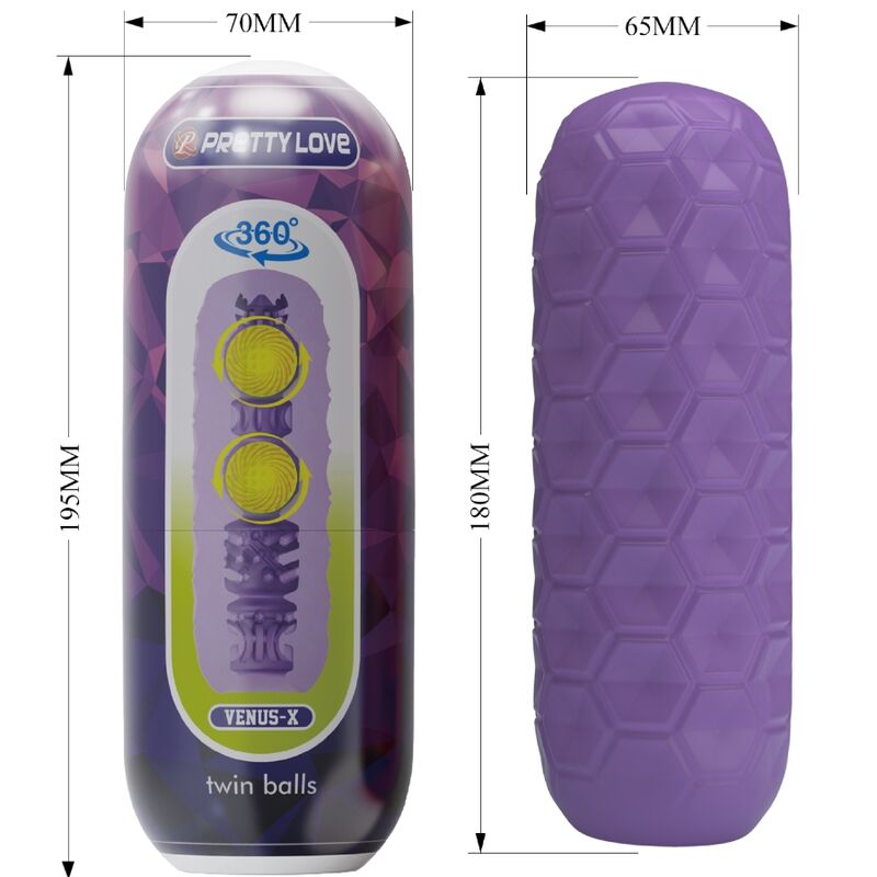PRETTY LOVE - MASTURBATEUR POUR HOMME VIOLET À DEUX BOULES