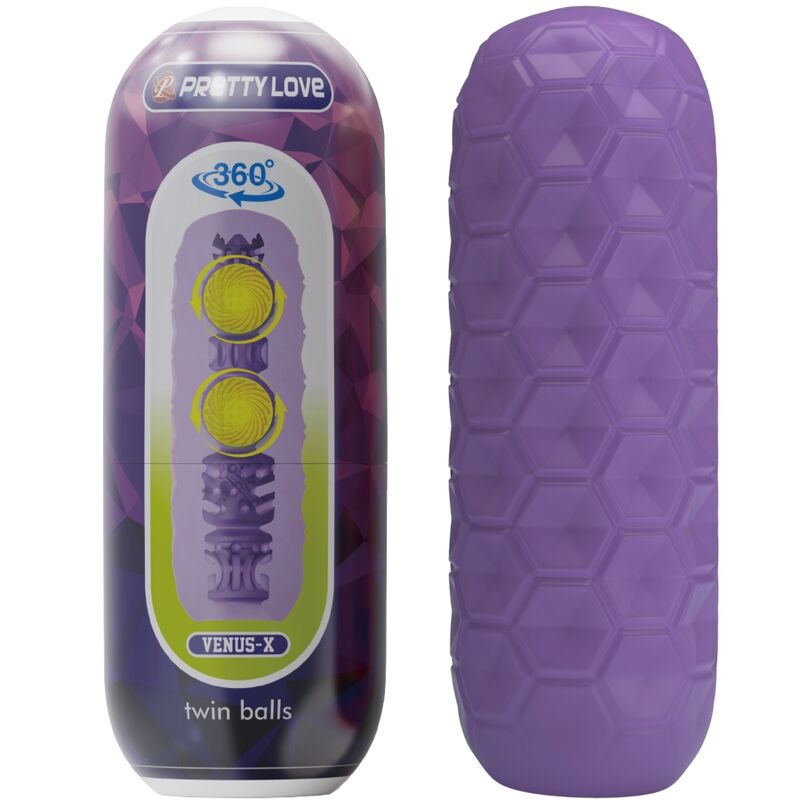 PRETTY LOVE - MASTURBATEUR POUR HOMME VIOLET À DEUX BOULES