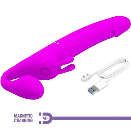 PRETTY LOVE - GODE STRAPPEUR ZANINI SANS HARNAIS 10 VIBRATIONS VIOLET