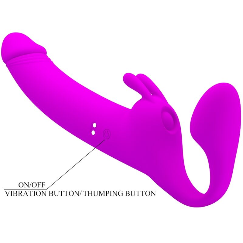 PRETTY LOVE - GODE STRAPPEUR ZANINI SANS HARNAIS 10 VIBRATIONS VIOLET