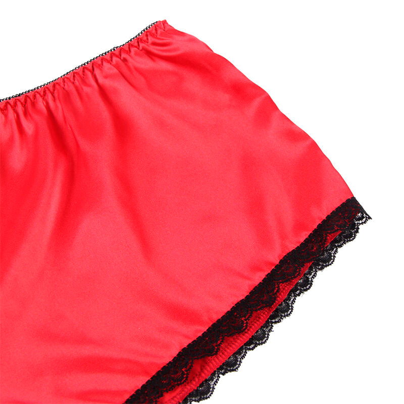 SUBBLIME - 953898 ENSEMBLE 3 PIÈCES EN DENTELLE ET SATIN ROUGE S/M