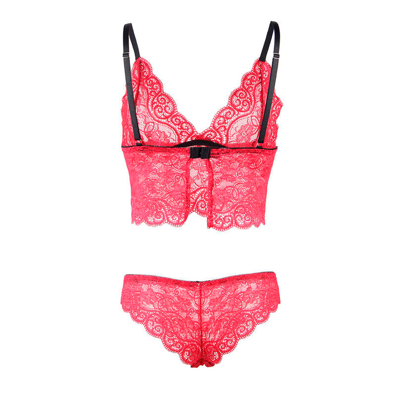SUBBLIME - 953904 ENSEMBLE 3 PIÈCES EN DENTELLE ET SATIN ROUGE L/XL
