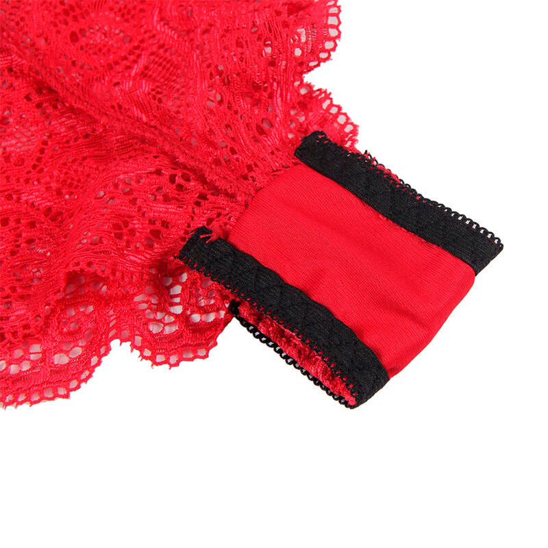 SUBBLIME - 953904 ENSEMBLE 3 PIÈCES EN DENTELLE ET SATIN ROUGE L/XL