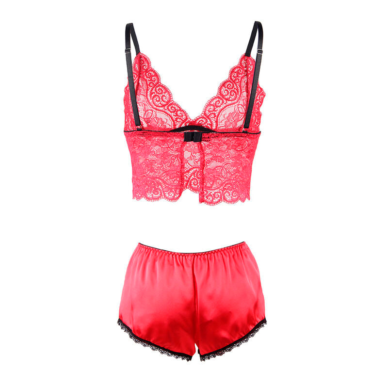 SUBBLIME - 953904 ENSEMBLE 3 PIÈCES EN DENTELLE ET SATIN ROUGE L/XL