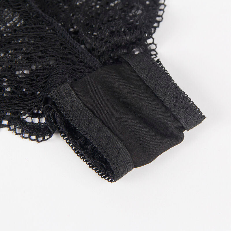 SUBBLIME - 953911 ENSEMBLE 3 PIÈCES EN DENTELLE ET SATIN NOIR S/M