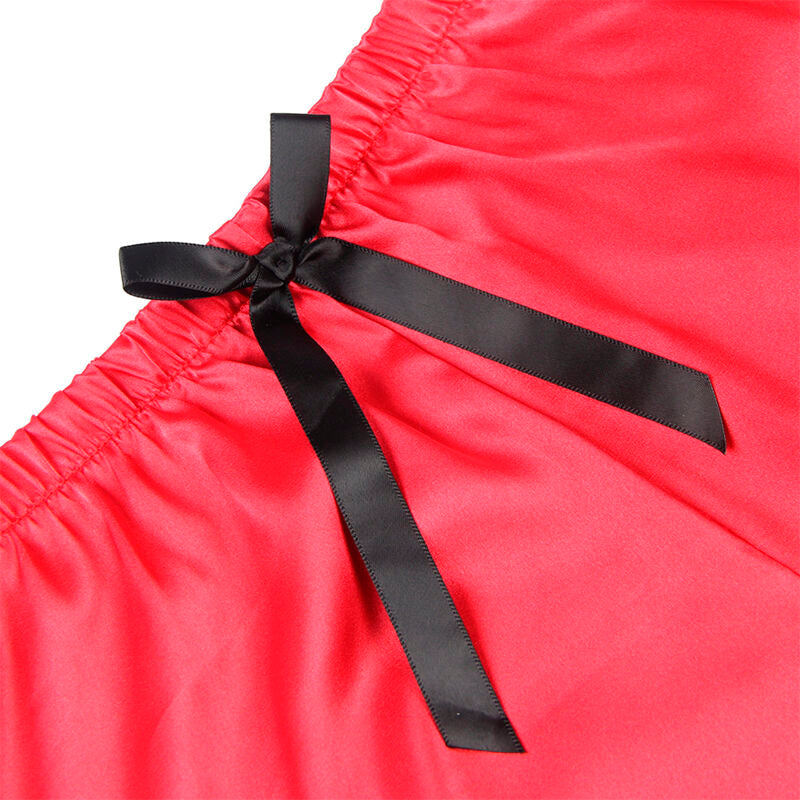 SUBBLIME - 953959 PYJAMA SEXY SATIN ET DENTELLE NOIR/ROUGE S/M