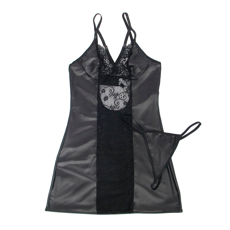 SUBBLIME - 954178 ROBE + STRING EN CUIR NOIR L/XL