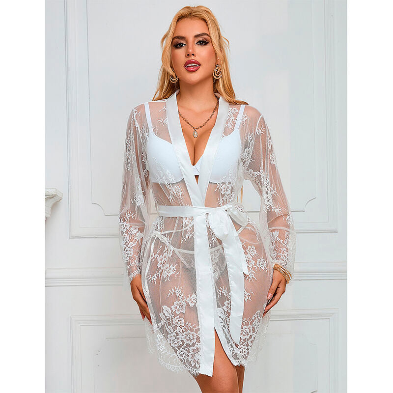 SUBBLIME - 954376 Chemise de nuit blanche à manches longues et imprimé floral L/XL