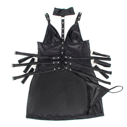 SUBBLIME - 954413 BLACK LEATHER BONDAGE BODY L/XL