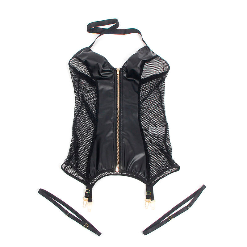 SUBBLIME - 954444 ROBE SEXY EN CUIR NOIR EN RÉSILLE S/M