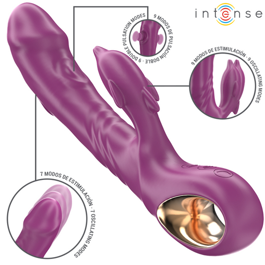 INTENSE - VIBRATEUR MULTIFONCTION HALLE AVEC LANGUE STIMULANTE EN FORME DE DAUPHIN VIOLET