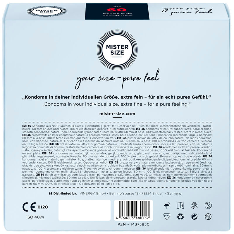 MISTER SIZE - PRÉSERVATIFS TAILLE XL 60 MM (36 UNITÉS)
