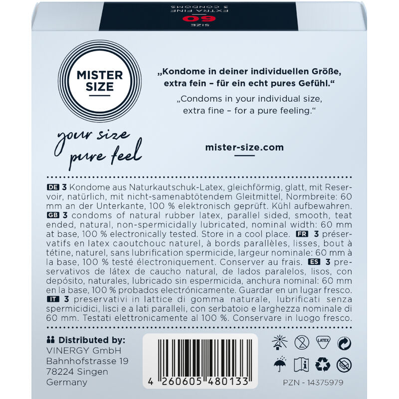 MISTER SIZE - PRÉSERVATIFS TAILLE XL 60 MM (3 UNITÉS)