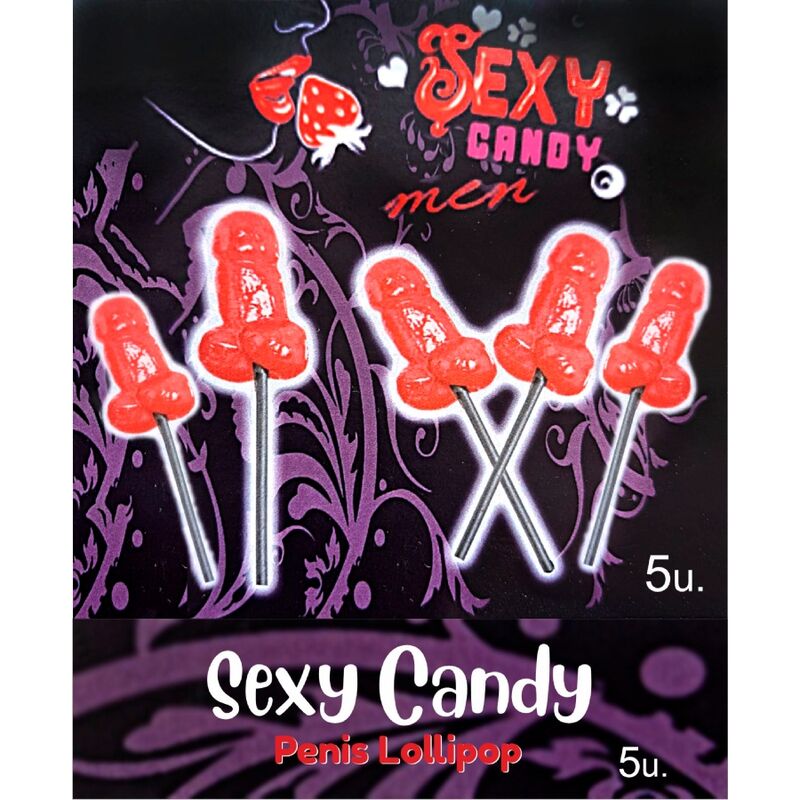SPICY DEVIL - BOX OF 5 CHERRY PENIS-SHAPED LOLLIPOPS