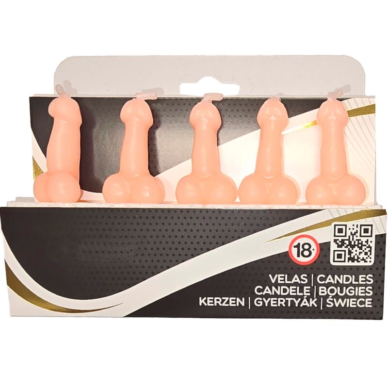 SPICY DEVIL - BOX OF 5 FLESH PENIS SHAPED CANDLES