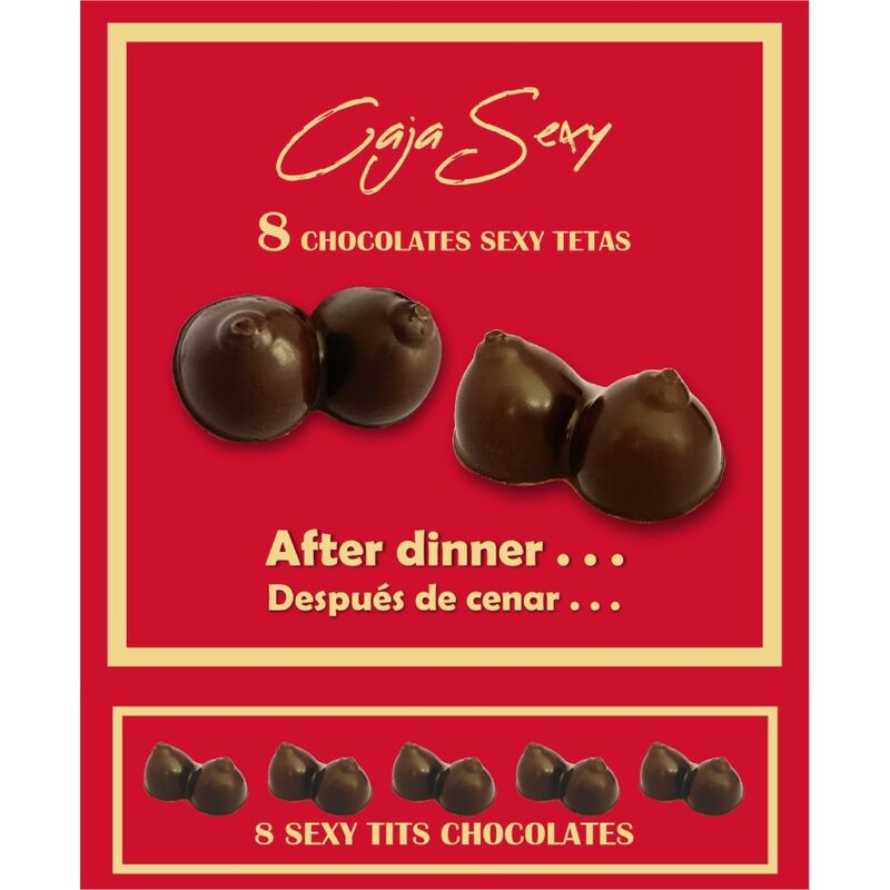 SPICY DEVIL - BOX OF 8 CHOCOLATE BARS IN THE SHAPE OF BREASTS
