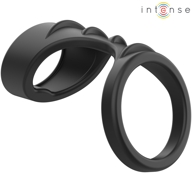 INTENSE - THEO DOUBLE ANNEAU PÉNITENSILE EN SILICONE NOIR MODÈLE 3