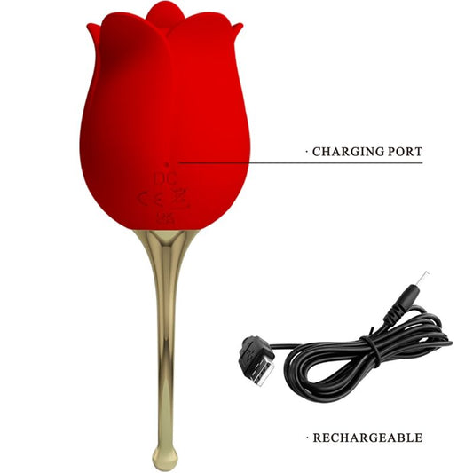 PRETTY LOVE - ROSE LOVER STIMULATEUR DE CLITORIS 12 VIBRATIONS ROUGE