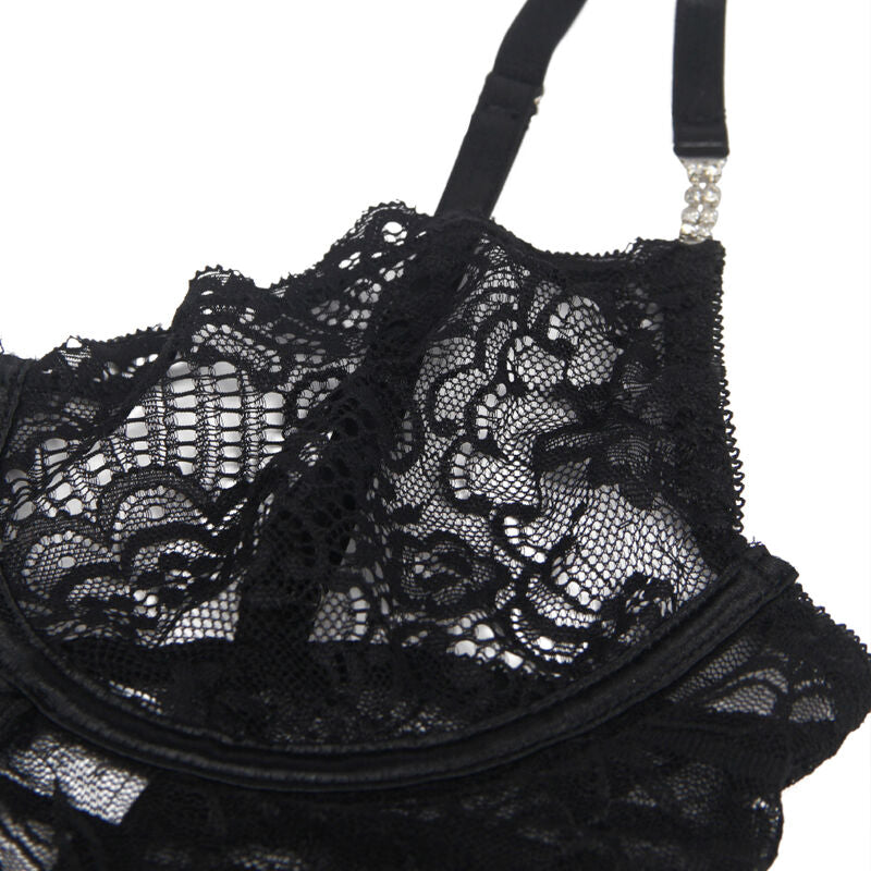SUBBLIME - 954185 BABYDOLL EN DENTELLE À BRETELLES RÉGLABLES NOIR S/M
