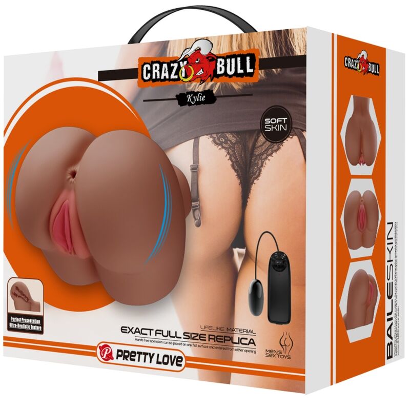 CRAZY BULL - VIBRATEUR ARRIÈRE KYLIE AVEC VAGIN ET ANUS NATURELS RÉALISTES TÉLÉCOMMANDE