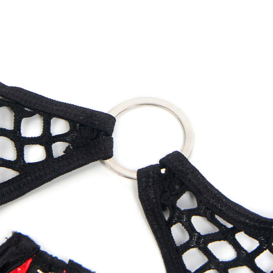 SUBBLIME - 955540 RED PATENT MESH ZIP-UP BRA SET L/XL