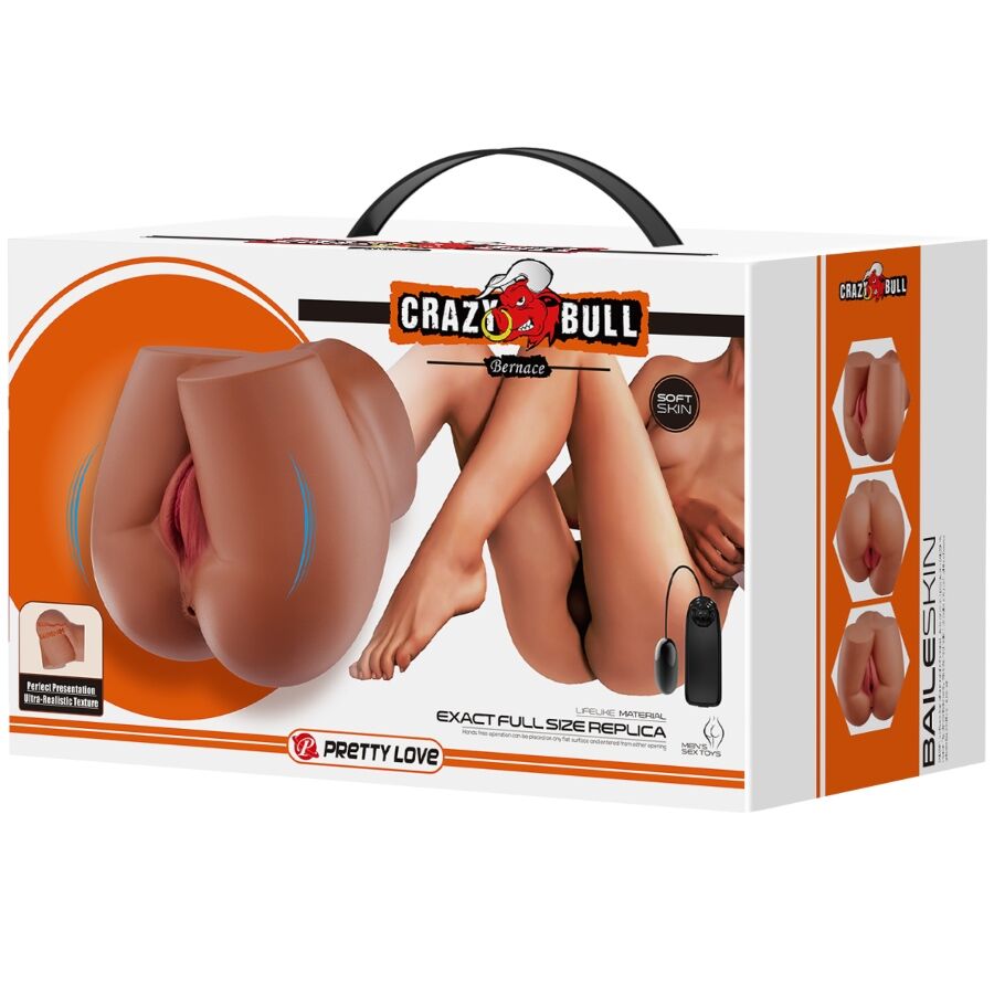 CRAZY BULL - VIBRATEUR ARRIÈRE BERNACE AVEC VAGIN ET ANUS NATURELS RÉALISTES TÉLÉCOMMANDE