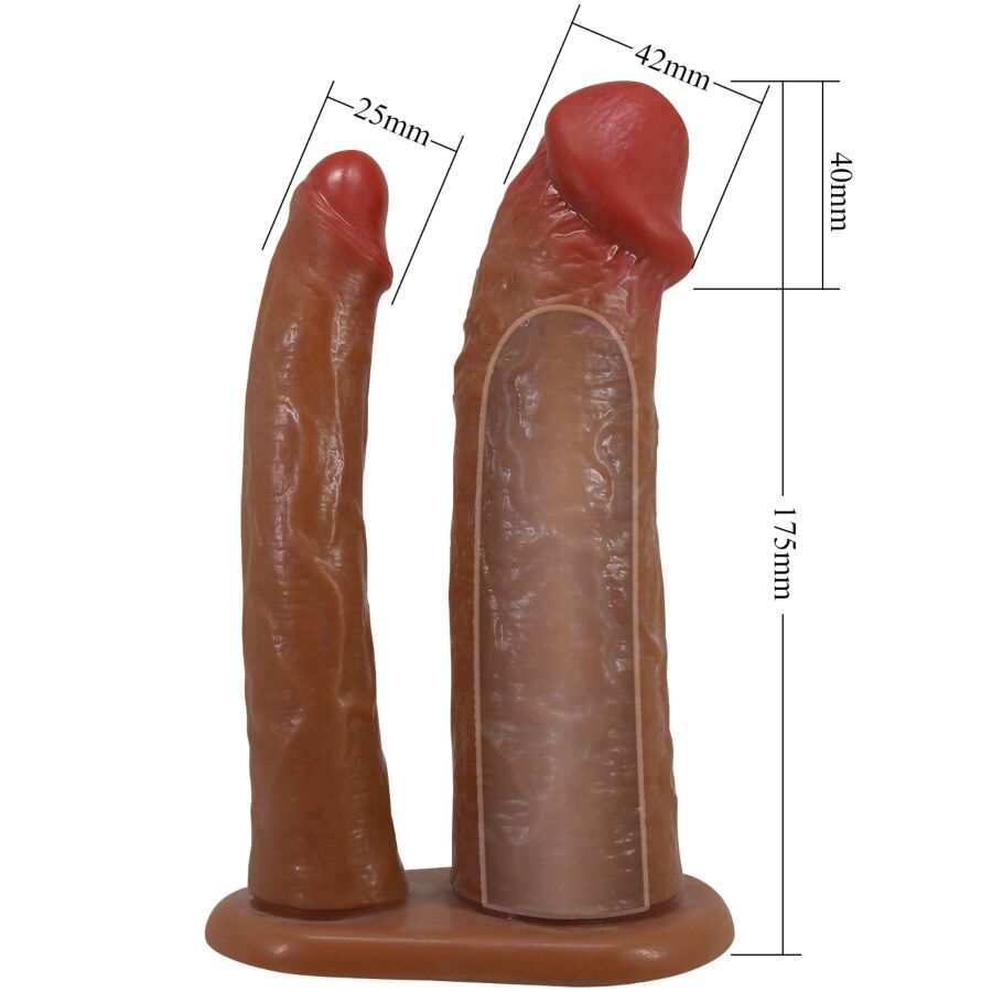 PRETTY LOVE - YAIRON DOUBLE MANCHON PÉNIS AVEC EXTENSION DE 4 CM MULATTO