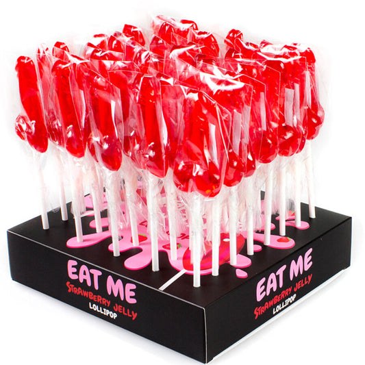 SECRETPLAY - PRÉSENTOIR DE SUCETTES PÉNIS À LA FRAISE ASSORTIES 40 UNITÉS