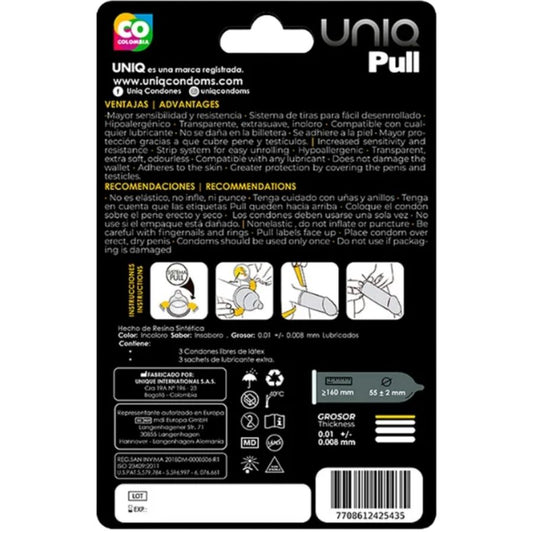 UNIQ - PULL LATEX-FREE STRIPS CONDOMS 3 UNITS
