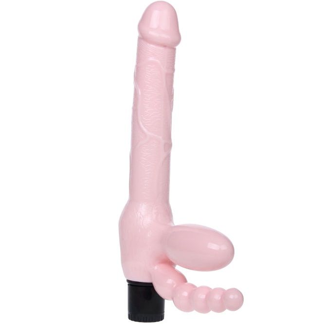 DANCE - HARNAIS SANS FIL TPR AVEC VIBRATION ET STIMULATION ANALE 25,4 CM