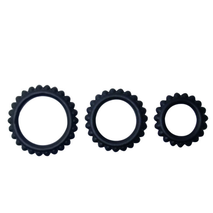 BAILE - TITAN SET 3 PCS COCK RING NOIR 2,8 + 2,4 + 1,9 CM