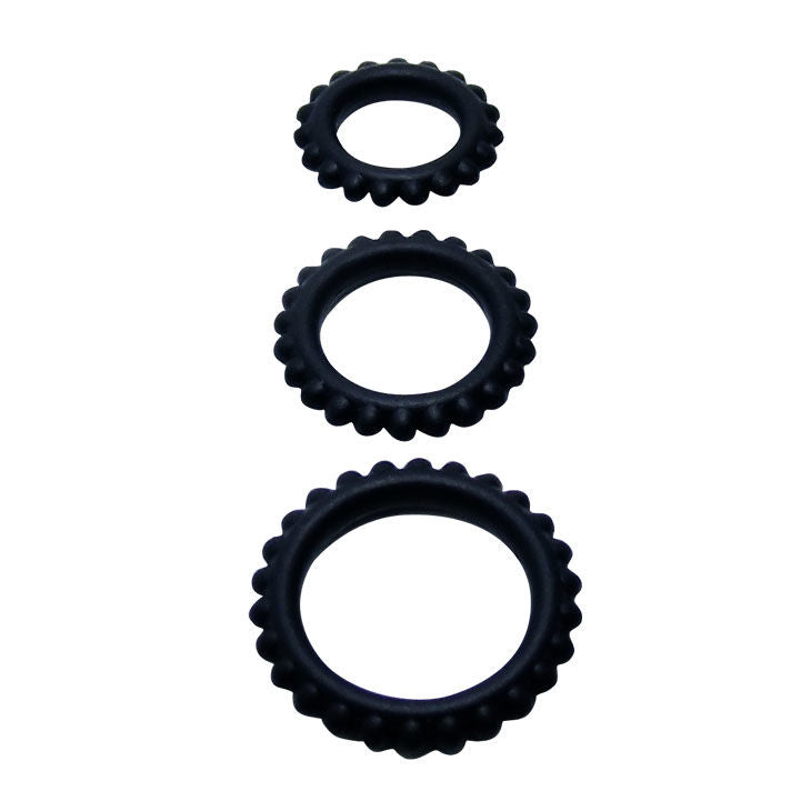 BAILE - TITAN SET 3 PCS COCK RING NOIR 2,8 + 2,4 + 1,9 CM