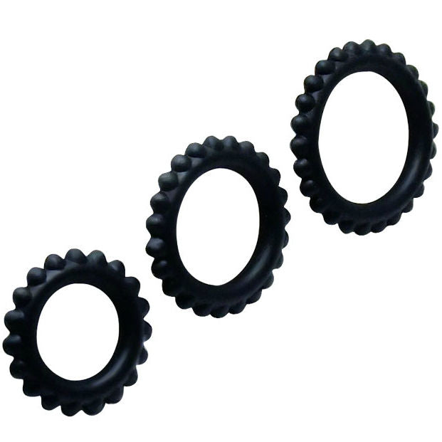 BAILE - TITAN SET 3 PCS COCK RING NOIR 2,8 + 2,4 + 1,9 CM