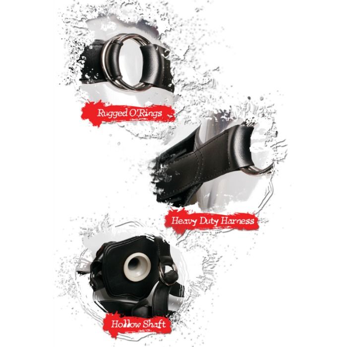 FETISH FANTASY EXTREME - HARNAIS AVEC GODE NOIR 30,5 CM CREUX