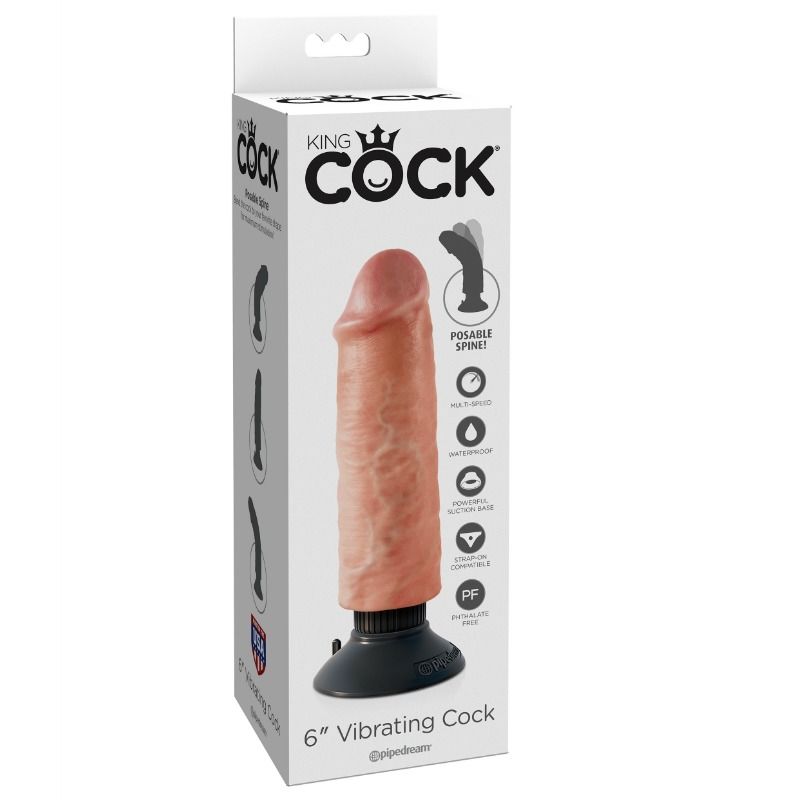 KING COCK - VIBRATEUR GODE 15,24 CM NATUREL