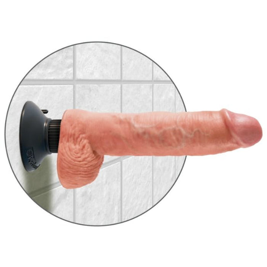 KING COCK - GODE VIBRANT AVEC TESTICULES 25,5 CM COULEUR NATURELLE