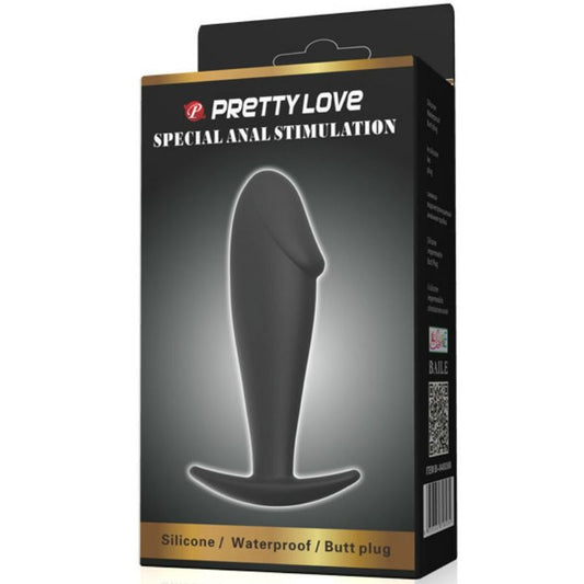 PRETTY LOVE - PLUG ANAL EN SILICONE NOIR EN FORME DE PÉNIS
