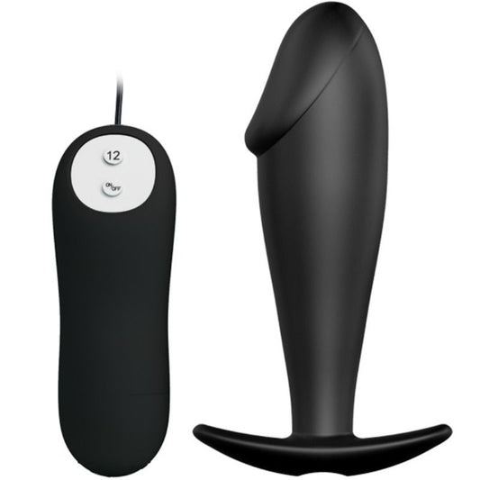 PRETTY LOVE - PLUG ANAL EN SILICONE FORME DE PÉNIS ET 12 MODES DE VIBRATION NOIR