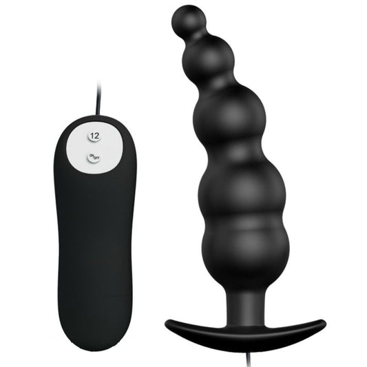PRETTY LOVE - PLUG ANAL EN SILICONE STIMULATION SUPPLÉMENTAIRE ET 12 MODES DE VIBRATIONS TÉLÉCOMMANDE NOIRE