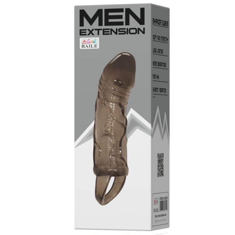 BAILE - GAINE D'EXTENSION DE PÉNIS AVEC SANGLE POUR TESTICULES NOIRE 13,5 CM