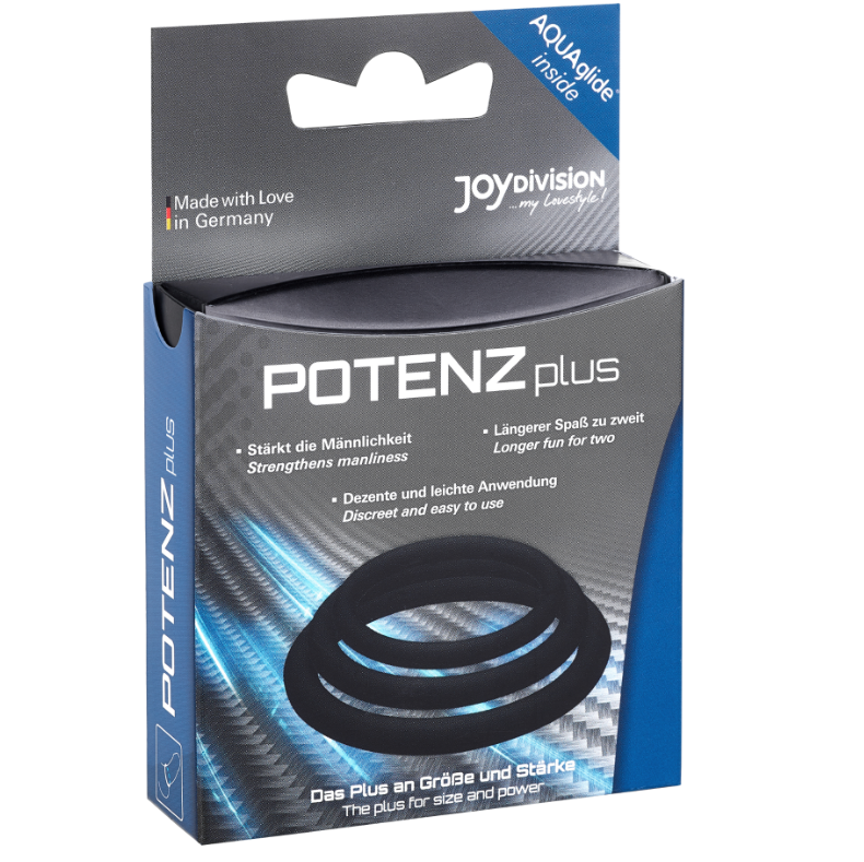JOYDIVISION POTENZDUO - PACK PLUS DE 3 ANNEAUX PÉNIS NOIRS - S, M, L