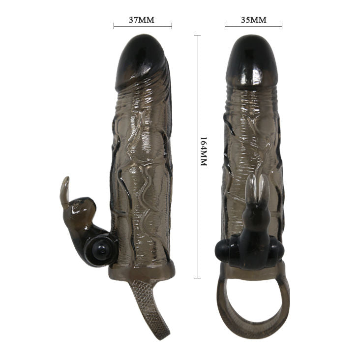 DANCE - BRAVE MAN GAINE PÉNIS RÉALISTE AVEC LAPIN 16,5 CM NOIR