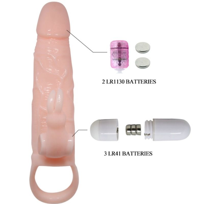 DANCE - BRAVE MAN MANCHE PÉNIS AVEC LAPIN VIBRANT 16,5 CM NATUREL