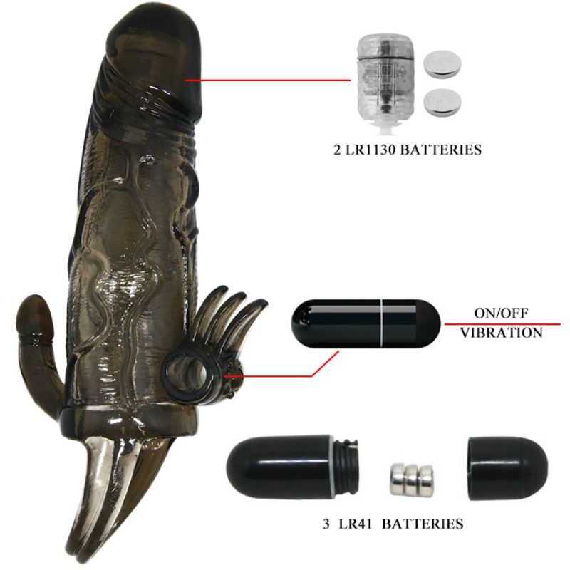 DANCE - BRAVE MAN MANCHE PÉNIS VIBRANT ANAL ET CLITORIS 16,5 CM NOIR