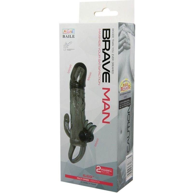 DANCE - BRAVE MAN MANCHE PÉNIS VIBRANT ANAL ET CLITORIS 16,5 CM NOIR