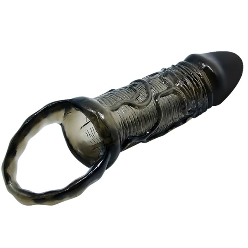 BAILE - GAINE D'EXTENSION DE PÉNIS AVEC SANGLE POUR TESTICULES NOIRE 13,5 CM
