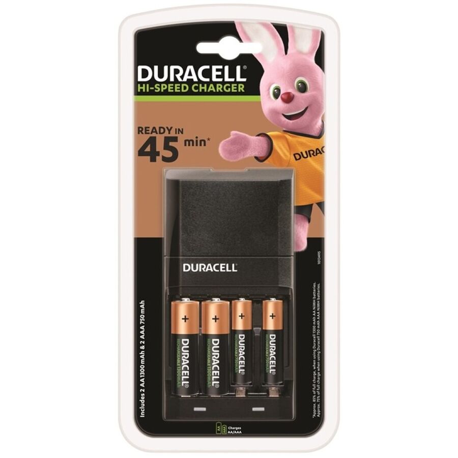 DURACELL - 45-MIN FAST CHARGER + 2xAA 1700mAh + 2xAAA 750mAh