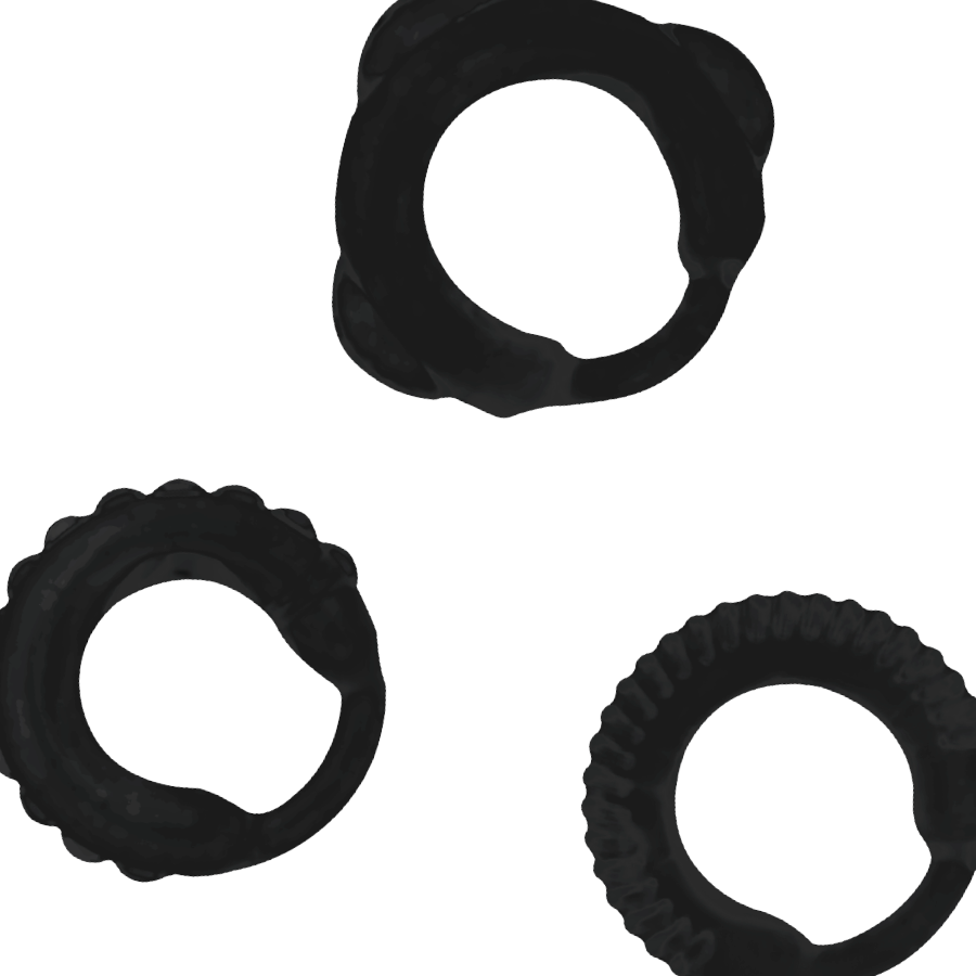 ADDICTED TOYS - LOT DE 3 ANNEAUX PÉNIS NOIRS